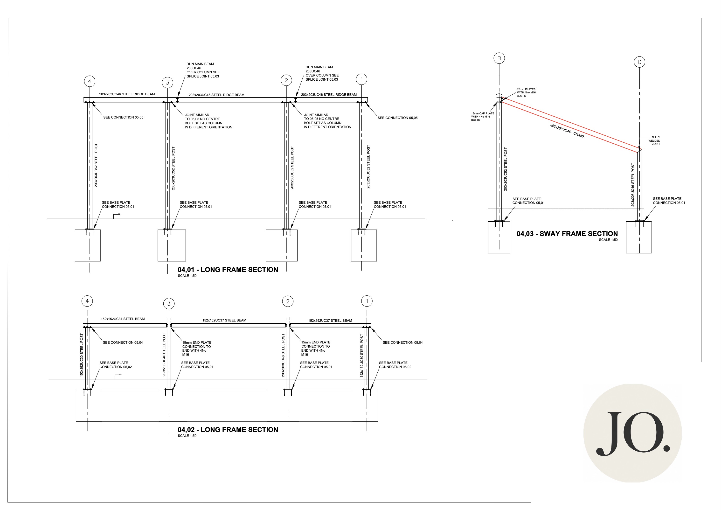Structural drawing — frame sections